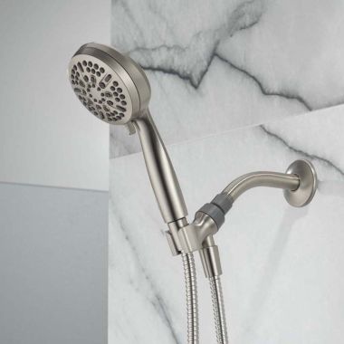Click here to see Delta 75511SN Delta 5-Setting Hand Shower, Touch-Clean, Watersense, 1.75 GPM, Spotshield Brushed Nickel - 75511SN