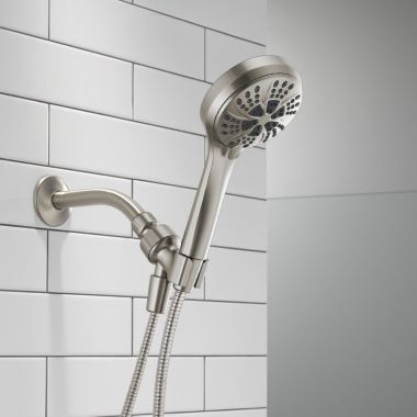Click here to see Delta 75605SN Delta 6-Setting Hand Shower, Touch-Clean, Watersense, 1.75 GPM, Spotshield Brushed Nickel - 75605SN