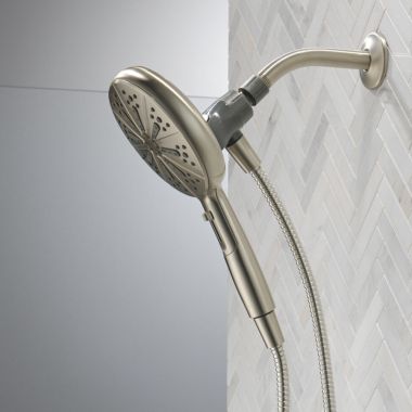 Click here to see Delta 75613SN Delta Hand Shower, MagnaTite SureDock, Touch-Clean, 6-Setting, WaterSense, Spotshield Brushed Nickel - 75613SN