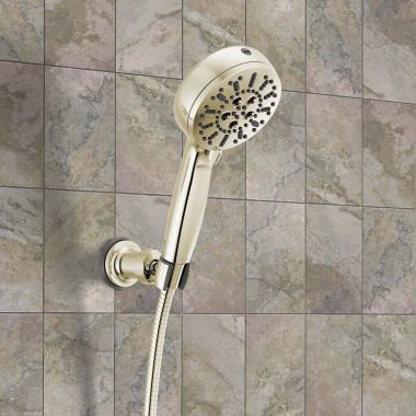 Click here to see Delta 59584-PN-PR-PK Delta 7 Setting Hand Shower, H2Okinetic, ProClean, Touch-Clean, 1.75 GPM, Lumicoat Polished Nickel - 59584-PN-PR-PK