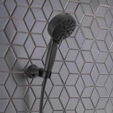 Click here to see Delta 55884-BL Delta Wall Mount Hand Shower, H2Okinetic PowerDrench, ProClean, Touch-Clean, 7 Setting, 1.75 GPM, Matte Black - 55884-BL