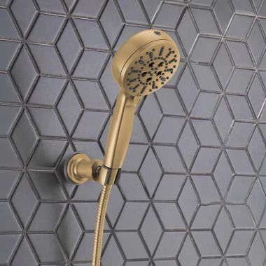 Click here to see Delta 55884-CZ-PR Delta Wall Mount Hand Shower, H2Okinetic PowerDrench, ProClean, Touch-Clean, 7 Setting, 1.75 GPM, Lumicoat Champagne Bronze - 55884-CZ-PR