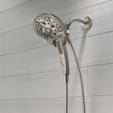 Click here to see Delta 75510SN Delta In2ition Two-in-One Shower, Touch-Clean, H2Okinetic, MagnaTite Docking, 1.75 GPM, Spotshield Brushed Nickel - 75510SN