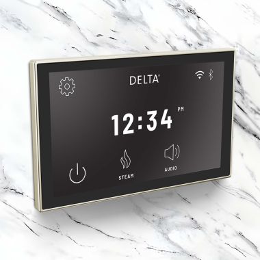 Click here to see Delta 5CN-550L-PN-PR Delta Steamcape Deluxe System, Digital Interface With Built-in WIFI And Bluetooth, Lumicoat Polished Nickel - 5CN-550L-PN-PR
