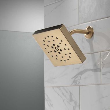 Click here to see Delta 52484-CZ-PR Delta Universal Showering Shower Head with Ultrasoak, 4-Setting, H2Okinetic, TouchClean, 1.75 GPM, Lumicoat Champagne Bronze - 52484-CZ-PR