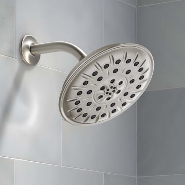 Click here to see Delta 52487-SS-PR Delta Universal Showering Shower Head with Ultrasoak, 4-Setting, H2Okinetic, TouchClean, 1.75 GPM, Lumicoat Stainless - 52487-SS-PR
