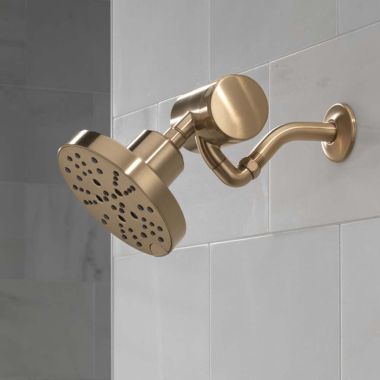 Click here to see Delta 52668-CZ-PR Delta H2Okinetic 5-Setting Raincan Round Shower Head, 1.75 GPM, Lumicoat Champagne Bronze - 52668-CZ-PR