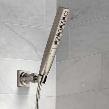 Click here to see Delta 55140-SS-PR Delta Universal Showering H2OKinetic Four-Setting Wall Mount Hand Shower, 1.75 GPM, Lumicoat Stainless - 55140-SS-PR