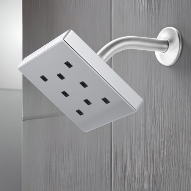 Click here to see Delta 52171-PR Delta Universal Showering Metal Raincan Shower Head, Single-Setting, H2Okinetic, Touchclean, 1.75 GPM, Lumicoat Chrome - 52171-PR