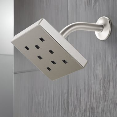 Click here to see Delta 52171-SS-PR Delta Universal Showering Metal Raincan Shower Head, Single-Setting, H2Okinetic, Touchclean, 1.75 GPM, Lumicoat Stainless - 52171-SS-PR