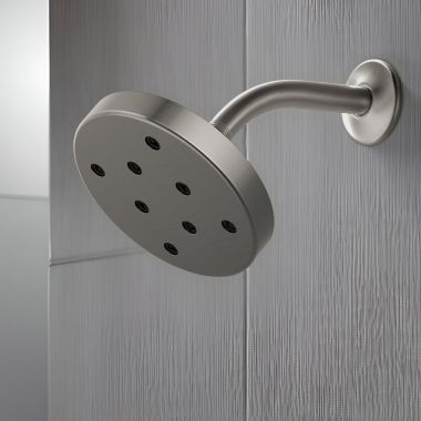 Click here to see Delta 52175-KS-PR Delta Universal Showering Metal Raincan Shower Head, Single-Setting, H2Okinetic, TouchClean, 1.75 GPM, Lumicoat Black Stainless - 52175-KS-PR
