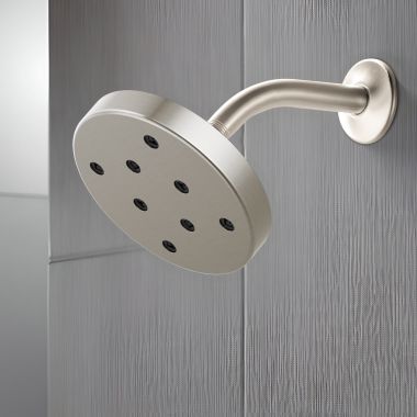 Click here to see Delta 52175-SS-PR Delta Universal Showering Metal Raincan Shower Head, Single-Setting, H2Okinetic, TouchClean, 1.75 GPM, Lumicoat Stainless - 52175-SS-PR