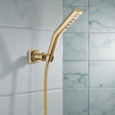 Click here to see Delta 59799-CZ-PR-PK Delta Universal Showering Hand Shower, 3-Setting, H2Okinetic, TouchClean, 1.75 GPM, Lumicoat Champagne Bronze - 59799-CZ-PR-PK