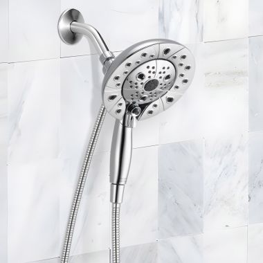 Click here to see Delta 58480-PR-PK Delta Universal Showering In2ition Two-in-One Shower, 5-Setting,  H2OKinetic, TouchClean, MagnaTite, 1.75 GPM, Lumicoat Chrome - 58480-PR-PK