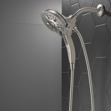 Click here to see Delta 58620-SS-PR25-PK Delta Universal Showering 5-Setting In2ition Two-In-One Shower, H2Okinetic, TouchClean, MagnaTite, 2.5 GPM, Lumicoat Stainless - 58620-SS-PR25-PK