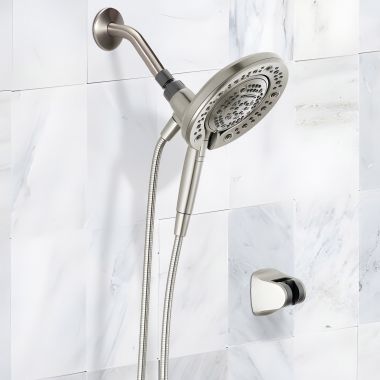 Click here to see  75687DSN Delta Universal Showering In2ition 7-Setting Two-In-One Handheld Shower, Touch-Clean, MagnaTite, 2.5 GPM, Satin Nickel - 75687DSN