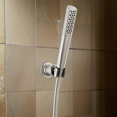 Click here to see Delta 55808-SS-PR Delta Universal Premium Single-Setting Wall Mount Hand Shower, TouchClean, WaterSense, 1.75 GPM, Lumicoat Stainless - 55808-SS-PR