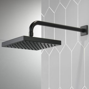 Click here to see Delta 52841-BL Delta Universal Showering Single-Setting Raincan Shower Head, TouchClean, 1.75 GPM, Matte Black - 52841-BL