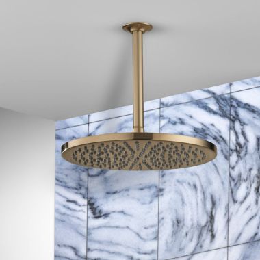 Click here to see Delta 52158-CZ-PR25 Delta Universal Showering Components - Single-Setting Metal Raincan Shower Head, TouchClean, 2.5 GPM, Lumicoat Champagne Bronze - 52158-CZ-PR25