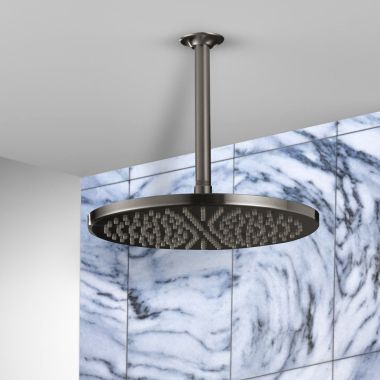 Click here to see Delta 52158-KS-PR25 Delta Universal Showering Components - Single-Setting Metal Raincan Shower Head, TouchClean, 2.5 GPM, Lumicoat Black Stainless - 52158-KS-PR25