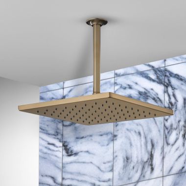 Click here to see Delta 52159-CZ-PR Delta Universal Showering Components - Single-Setting Metal Raincan Shower Head, TouchClean, 1.75 GPM, Lumicoat Champagne Bronze - 52159-CZ-PR