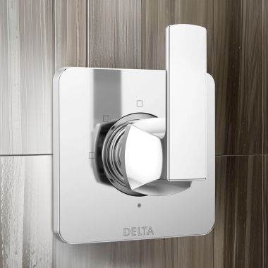 Click here to see Delta T11837 Delta Velum: 3-Setting 2-Port Diverter Trim, TouchClean, MultiChoice, H2Okinetic, Chrome - T11837