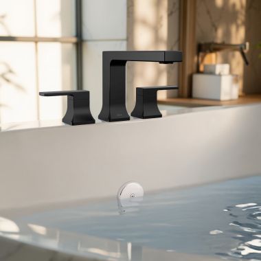 Click here to see Delta T2737-BL Delta Velum Roman Tub Trim, Two Lever Handles, ADA-Compliant, Matte Black - T2737-BL