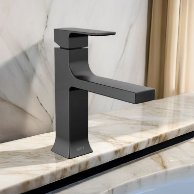 Click here to see Delta 537-BLMPU-DST Delta Velum Bathroom Faucet With Metal Pop-Up,  Single Handle, DIAMOND Seal, ADA, 1.2 GPM, Matte Black - 537-BLMPU-DST