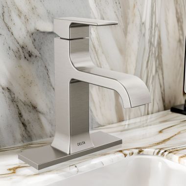 Click here to see Delta 539-SSMPU-DST Delta Velum Single Handle Bathroom Faucet, Deck Mount, DIAMOND Seal, ADA, 1.2 GPM, Stainless - 539-SSMPU-DST