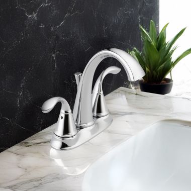 Click here to see Delta 25706LF-ECO Delta Zella Two Handle Centerset Bathroom Faucet, ADA, 1.2 GPM, Chrome - 25706LF-ECO