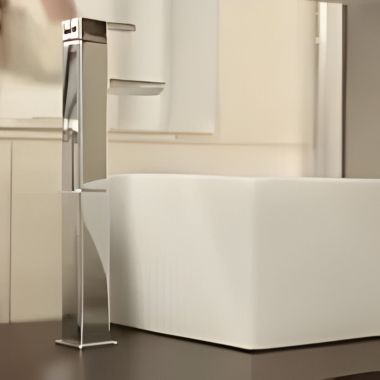 Click here to see Moen S6711 Moen 90 Degree Single-Handle High Arc Chrome Vessel Bathroom Faucet, 1.2 GPM, ADA Lever Handle, Single-Hole, WaterSense - S6711