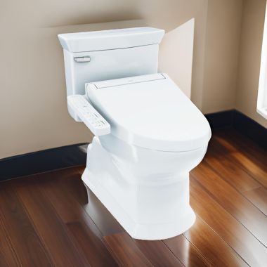 Click here to see Toto MW9643074CEFG#01 TOTO Eco Soiree WASHLET+ One-Piece Toilet w/ C2 Bidet Seat, 1.28 GPF, Cotton White - MW9643074CEFG#01