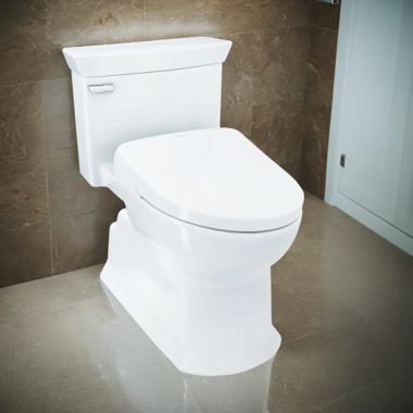 Click here to see Toto MW9644726CEFGA#01 TOTO Eco Soiree WASHLET+ One-Piece Toilet w/ S7 Bidet Seat, 1.28 GPF, AutoFlush, Contemporary Lid, Cotton White - MW9644726CEFGA#01