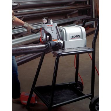 Click here to see Ridgid 64977 RIDGID Model 918-I Hydraulic Roll Grooving Machine Complete Set with Rugged Wheel Stand and 2