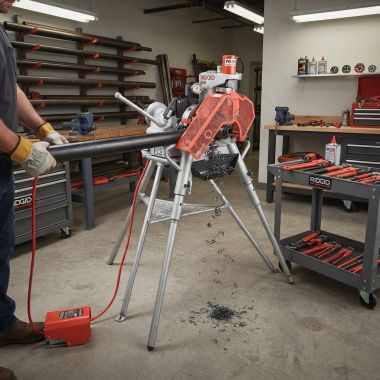 Click here to see Ridgid 95782 RIDGID 920 Roll Groover w/ Wall Roll Sets for Steel, Stainless Steel, and Aluminum - 95782