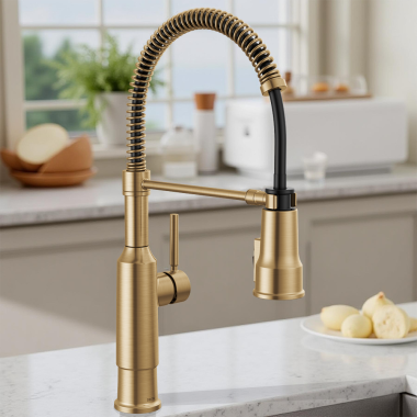 Click here to see   Delta Theodora Single-Handle Pull-Down Spring Kitchen Faucet, 1.8 GPM, Champagne Bronze - 18804Z-CZ-DST