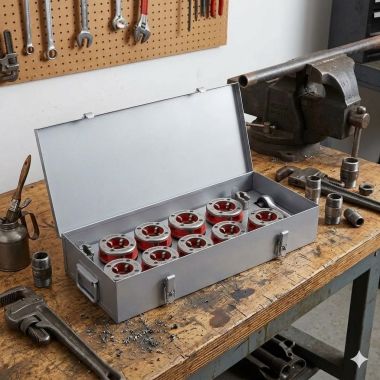 Click here to see Ridgid 97375 RIDGID Metal Carrying Case for 12-R Threader Holds 9 Dies - 97375
