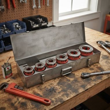 Click here to see Ridgid 38625 RIDGID Metal Carrying Case for 12-R Threader Holds 6 Dies - 38625
