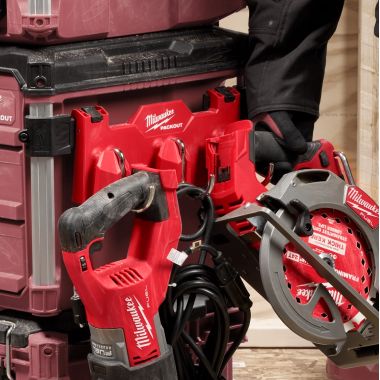 Click here to see Milwaukee 48-22-8606 Milwaukee PACKOUT 3-Hook Attachment with (2) Attachment Mounts, 30 lb Capacity, for Tool Box  - 48-22-8606