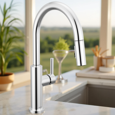 Click here to see   Delta Nicoli Single-Handle Pull-Down Kitchen Faucet, 1.8 GPM, Chrome - 19867LF