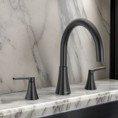 Click here to see Moen T430BL Moen Jase Two Handle Roman Tub Faucet Trim, ADA, Matte Black - T430BL