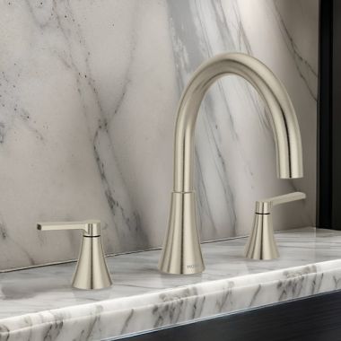 Click here to see Moen T430BN Moen Jase Two Handle Roman Tub Faucet Trim, ADA, Brushed Nickel - T430BN