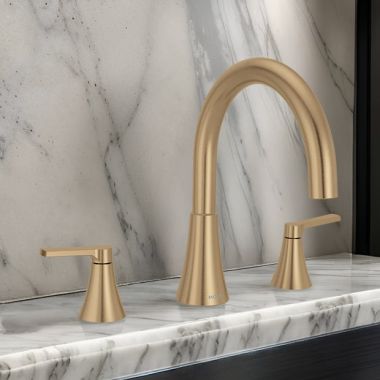 Click here to see Moen T430BZG Moen Jase Two Handle Roman Tub Faucet Trim, ADA, Bronzed Gold - T430BZG