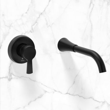 Click here to see Moen WT430BL Moen Jase Wall Mount Tub Filler, One Handle, ADA, 8 GPM, Matte Black - WT430BL