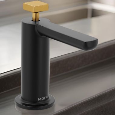 Click here to see Moen S3952BL Moen Nio Modern Soap Dispenser, 16 Ounce, Matte Black - S3952BL