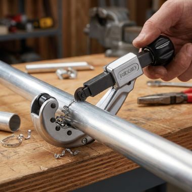 Click here to see Ridgid 33070 RIDGID Model 2055 Ratcheting Enclosed Feed Tubing Cutter with Heavy-Duty Wheel, 1/4