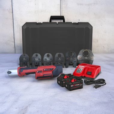 Click here to see   ProStock 18V Press Tool Kit with (6) Copper Press Jaws, (2) M18 Batteries, Charger and Carrying Case; Cordless, 1/2