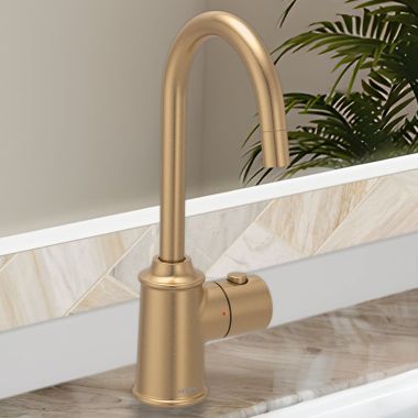 Click here to see Moen IH7600BZG Moen SIP Traditional Instant Hot Water Beverage Faucet, High Arc, 1.5 GPM, Bronzed Gold - IH7600BZG