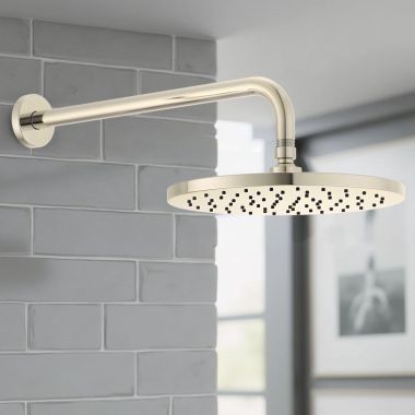 Click here to see American Standard 1660.118.013 American Standard 18-Inch Wall Mount Right Angle Shower Arm and Round Escutcheon, Polished Nickel - 1660118.013 