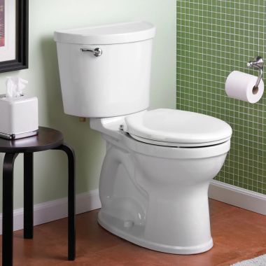 Click here to see American Standard 211BA704.020 American Standard Champion PRO Chair Height Round Front Two-Piece Toilet with Matte Black Trip Lever, 1.28 GPF, EverClean, White - 211BA704.020